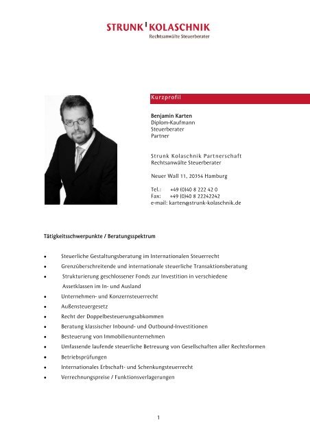 Kurzprofil Benjamin Karten Diplom-Kaufmann Steuerberater Partner ...