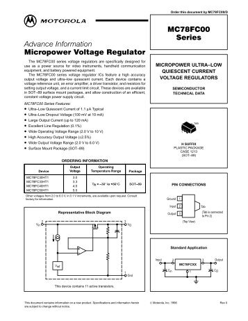 MC78FC00 Series Micropower Voltage Regulator