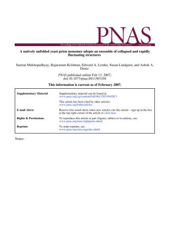 fluctuating structures A natively unfolded yeast prion ... - Lindquist Lab