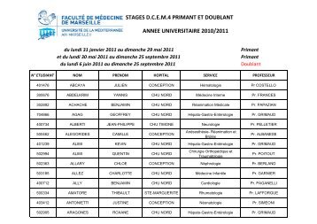 stages dcem4 primant et doublant annee universitaire 2010/2011