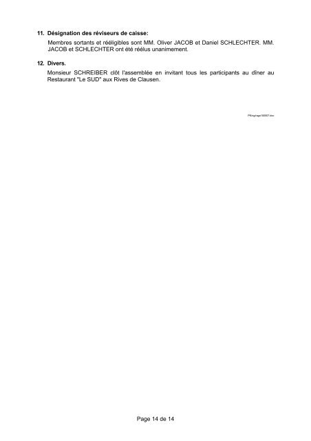 Rapport de l'assemblée générale ordinaire du 7 - FIESC