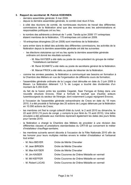 Rapport de l'assemblée générale ordinaire du 7 - FIESC