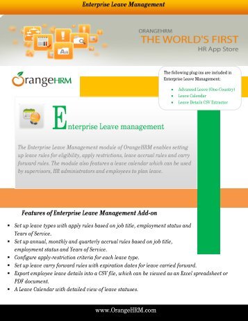 Enterprise Leave management - OrangeHRM