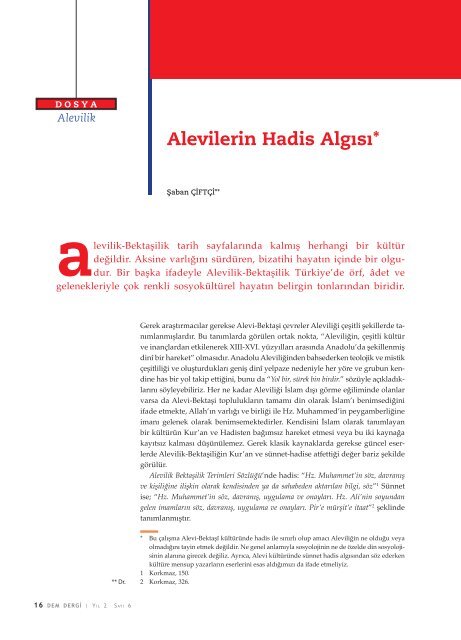 Alevilerin Hadis AlgÄ±sÄ±* - DEM