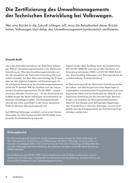 Rückblick nach vorn. 15 Jahre zertifiziertes ... - Volkswagen AG