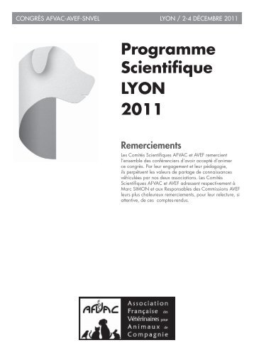 Programme Scientifique LYON 2011 - AFVAC