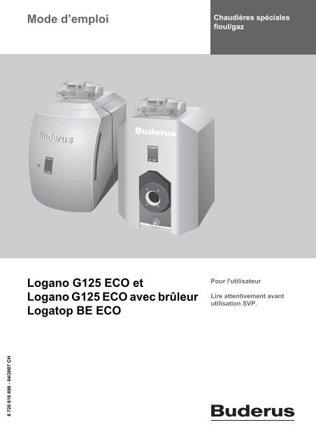 Logano G125 ECO et Logano G125 ECO avec - Buderus