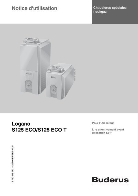 Notice d'utilisation Logano S125 ECO/S125 ECO T - Buderus