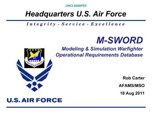 M-SWORD - Air Force Agency for Modeling and Simulation