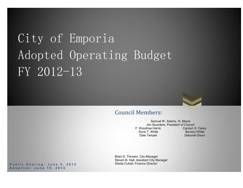 FY 13 Adopted Operating Budget - The City of Emporia, Virginia