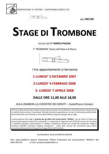 STAGE DI TROMBONE - Conservatorio Steffani