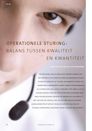 operationele sturing: balans tussen kwaliteit en kwantiteit - CCM