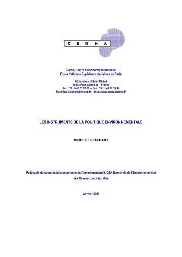 Les instruments de politique environnementale - IW:LEARN