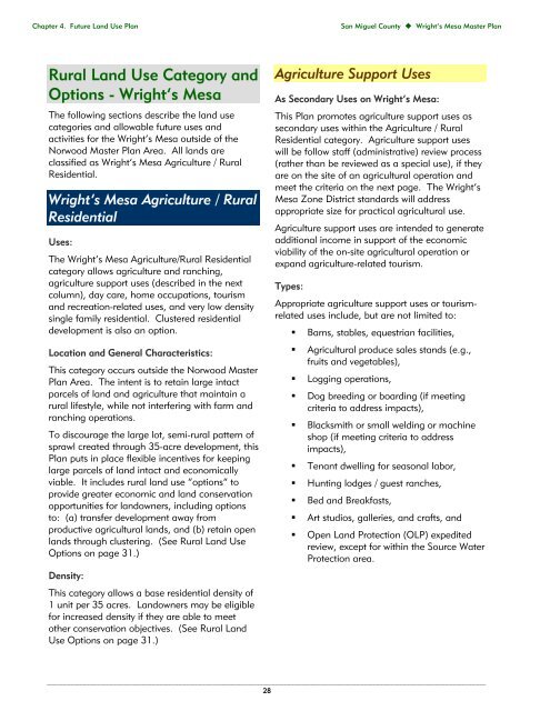 Wright's Mesa Master Plan - San Miguel County