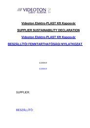 Videoton Elektro-PLAST Kft KaposvÃ¡r SUPPLIER SUSTAINABILITY ...