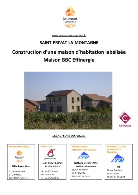 Construction d'une maison d'habitation labélisée Maison ... - Jaumont