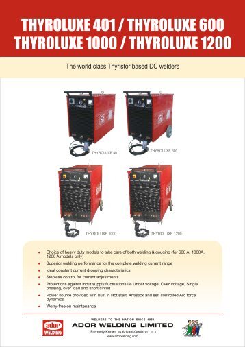 Thyroluxe 401-600-1000-1200 Leaflet - Ador Welding Ltd