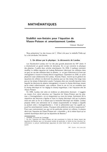 Ãquation de Vlasov-Poisson et amortissement Landau, C. Mouhot