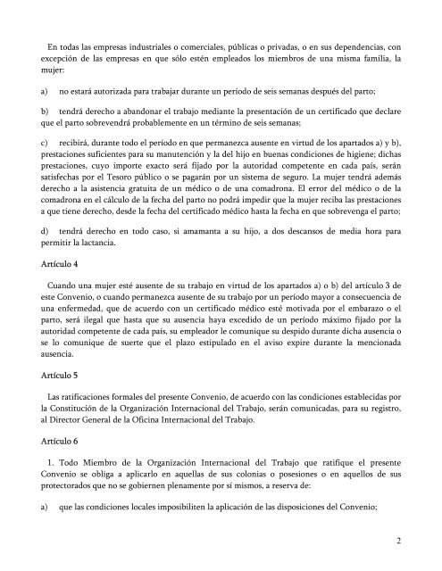 Convenio relativo al empleo de las mujeres antes y despuÃ©s del parto