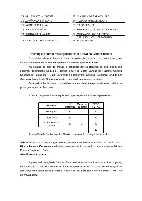 COMUNICADO - Etapa Prova de Conhecimentos - Sebrae