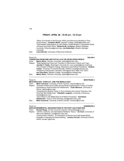 daily program schedule - Midwest Political Science Association