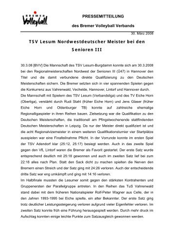 TSV Lesum Nordwestdeutscher Meister bei den Senioren III