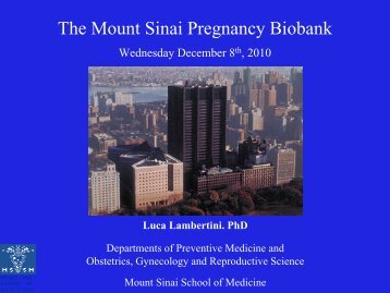 The Mount Sinai Pregnancy Biobank - Mount Sinai Hospital