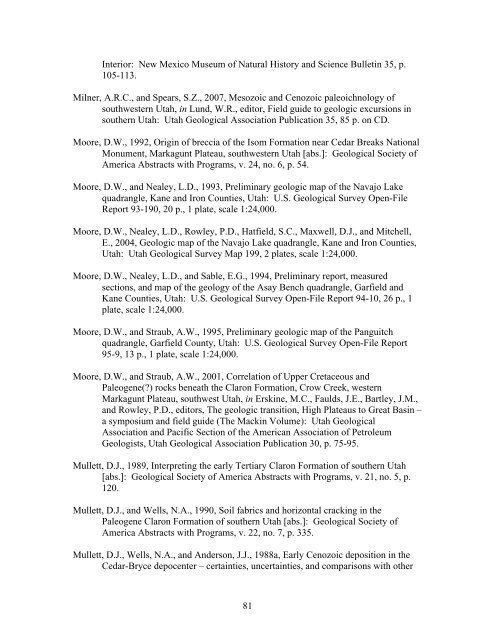 Interim Geologic Map of the West Part of - Utah Geological Survey