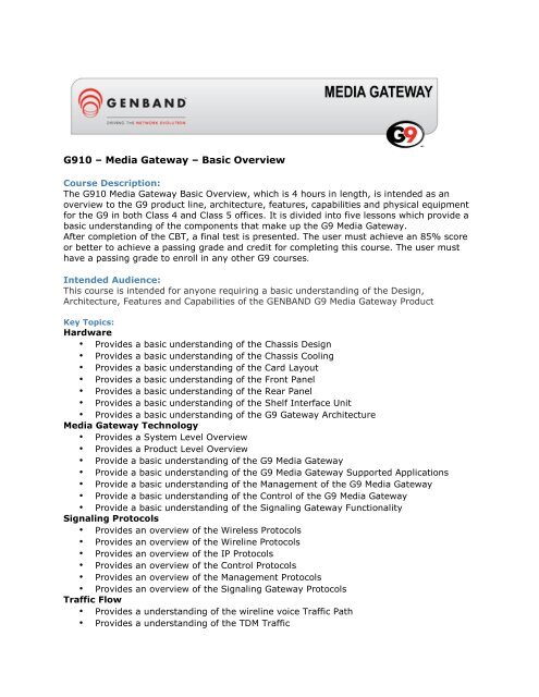 Media Gateway G6 Curriculum Path Media Gateway G2 ... - Genband