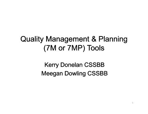 (7M or 7MP) Tools - ASQ Long Island Section