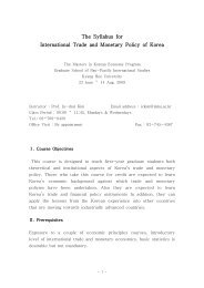 The Syllabus for International Trade and Monetary Policy of Korea