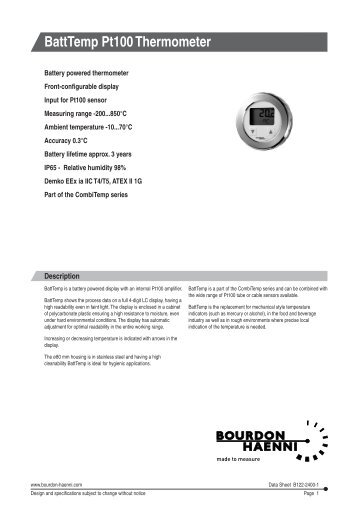 BattTemp Pt100 Thermometer - Temperature Controls