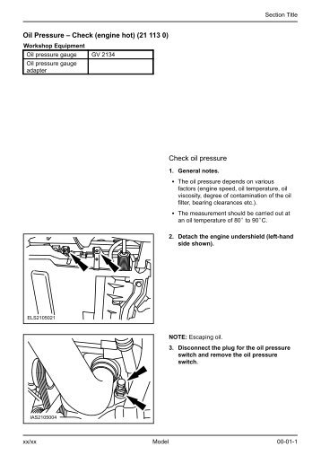 Oil Pressure â Check (engine hot) (21 113 0) Check ... - Ford Scorpio