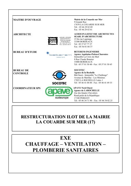 exe chauffage – ventilation – plomberie sanitaires - La Couarde-sur