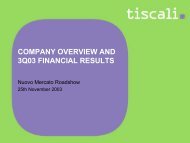 COMPANY OVERVIEW AND 3Q03 FINANCIAL RESULTS - Tiscali