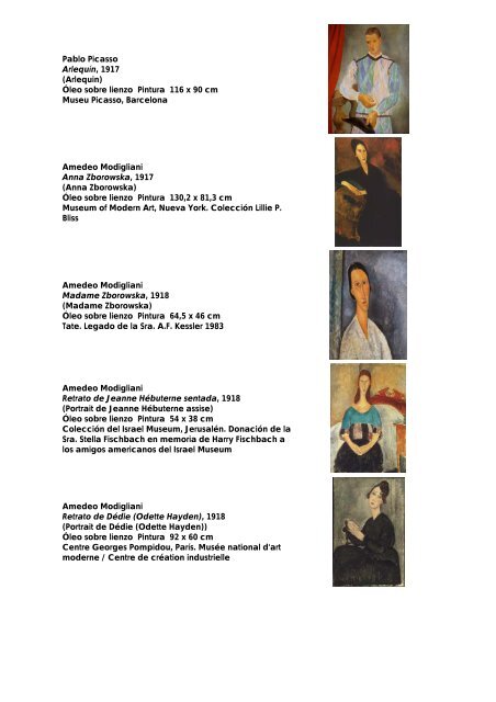 Listado de obras / List of works - Museo Thyssen-Bornemisza