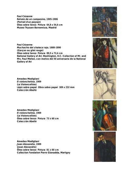 Listado de obras / List of works - Museo Thyssen-Bornemisza