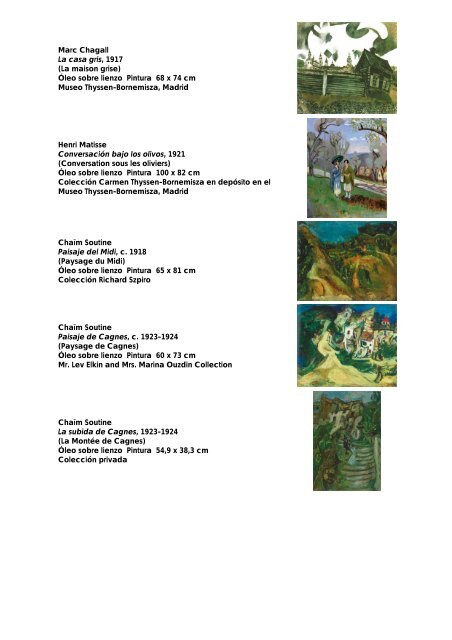 Listado de obras / List of works - Museo Thyssen-Bornemisza