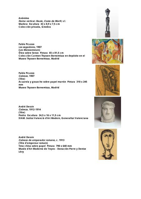 Listado de obras / List of works - Museo Thyssen-Bornemisza