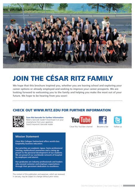 César Ritz Colleges has great contact with the industry, leading ...