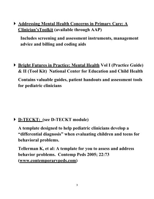 BEHAVIORAL SCREENING RESOURCES Pediatric Symptom ...