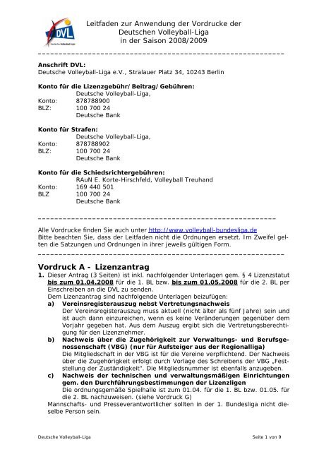 Leitfaden zur Anwendung der Vordrucke Saison 2007/08