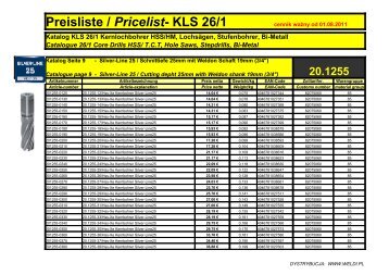 Preisliste / Pricelist- KLS 26/1 - Karnasch