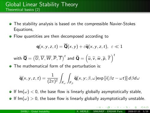 Stability Analysis of Shock Wave/Boundary Layer Interactions - Jean ...