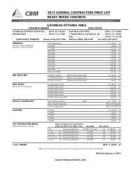 Gatineau/Ottawa Price List - St Marys Cement