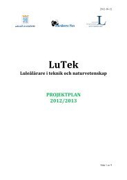 LuTek projektplan 2012/2013 - Teknikens Hus