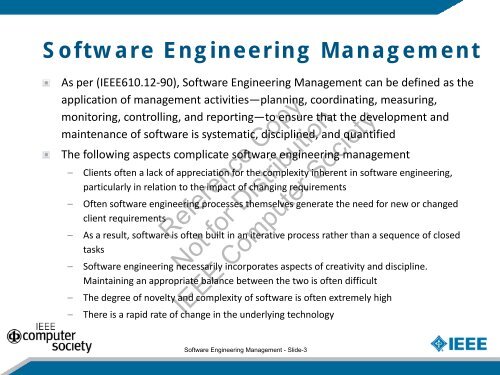 Software Engineering Management SWEBOK Certification Program