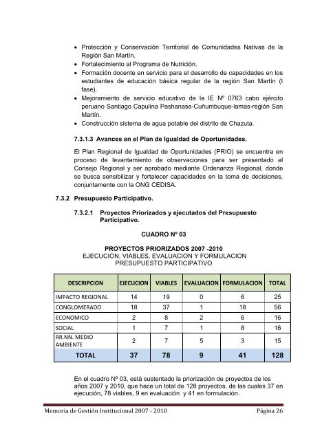 Memoria de GestiÃ³n Institucional 2007 â 2010 PÃ¡gina 1 - Gobierno ...