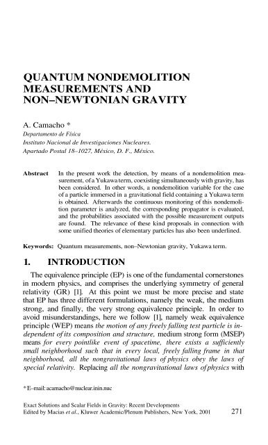 Exact Solutions and Scalar Fields in Gravity - Instituto Avanzado de ...