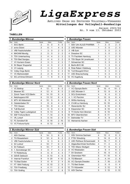 Mitteilungen der Volleyball-Bundesliga - DVL - Deutsche Volleyball ...